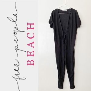 Free People Beach Linen Blend One Piece Jumpsuit